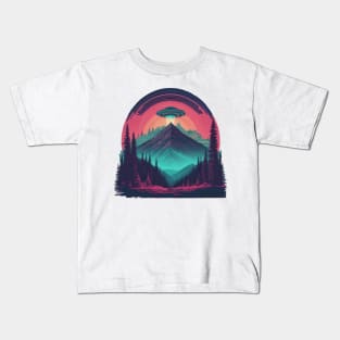 UFO Chronicles Podcast - UFO Glitch Artwork V6 Kids T-Shirt